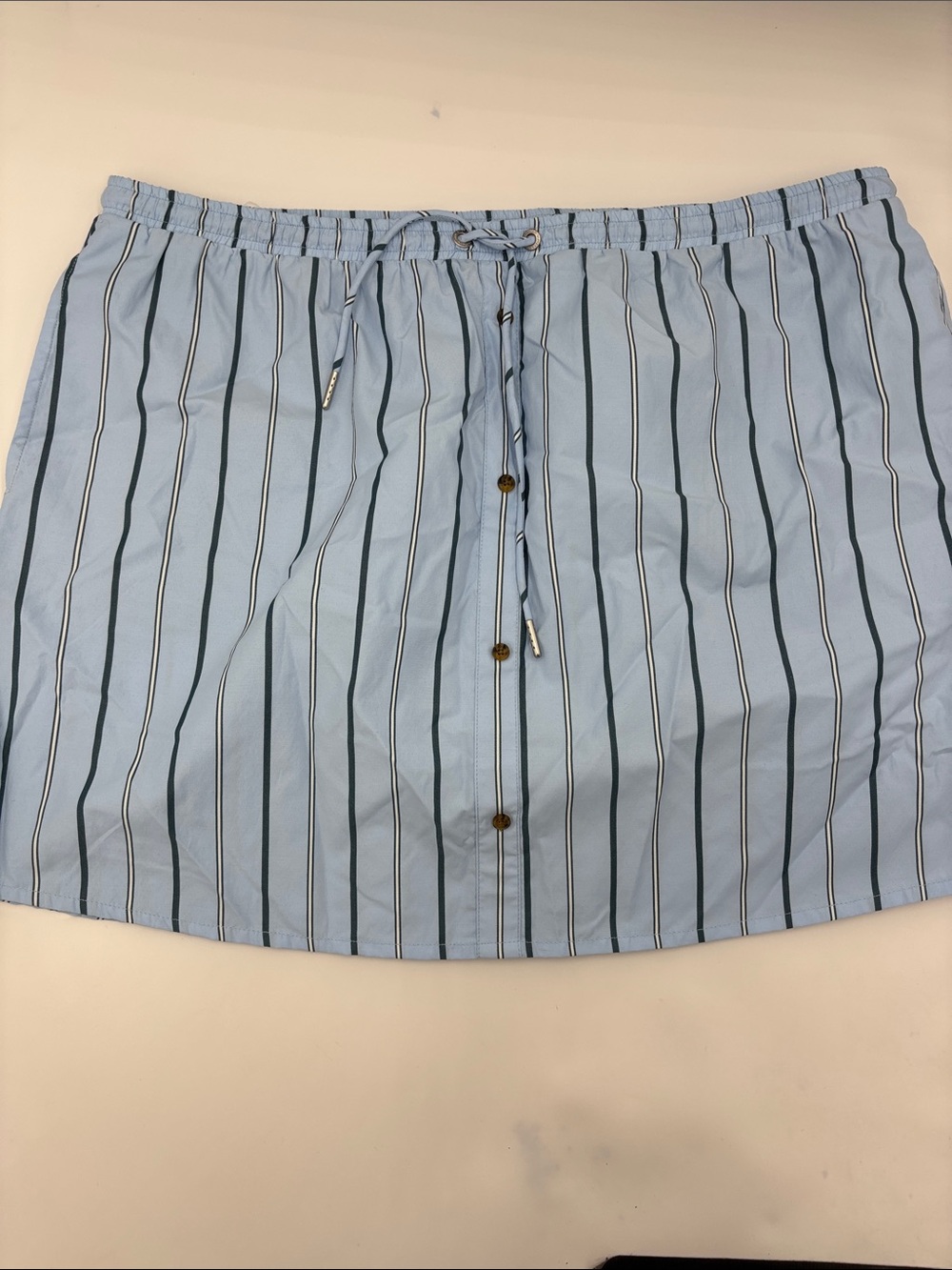 Scotch & Soda Stripe Cotton Blend Miniskirt in Cerulean Multi Pinstripe
